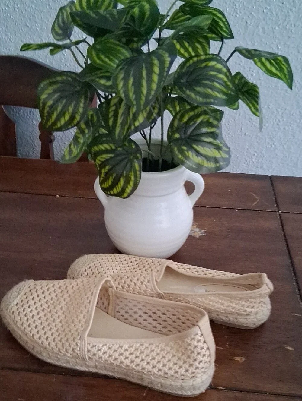 TOP Moda Crochet Espadrille Flats - Cream